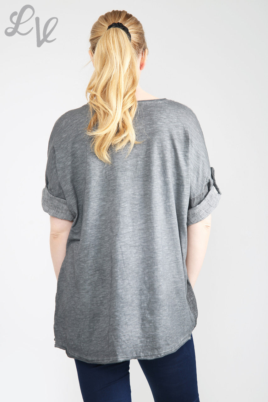 Ladies Paint Stripe Top Charcoal Unit Price £12.99