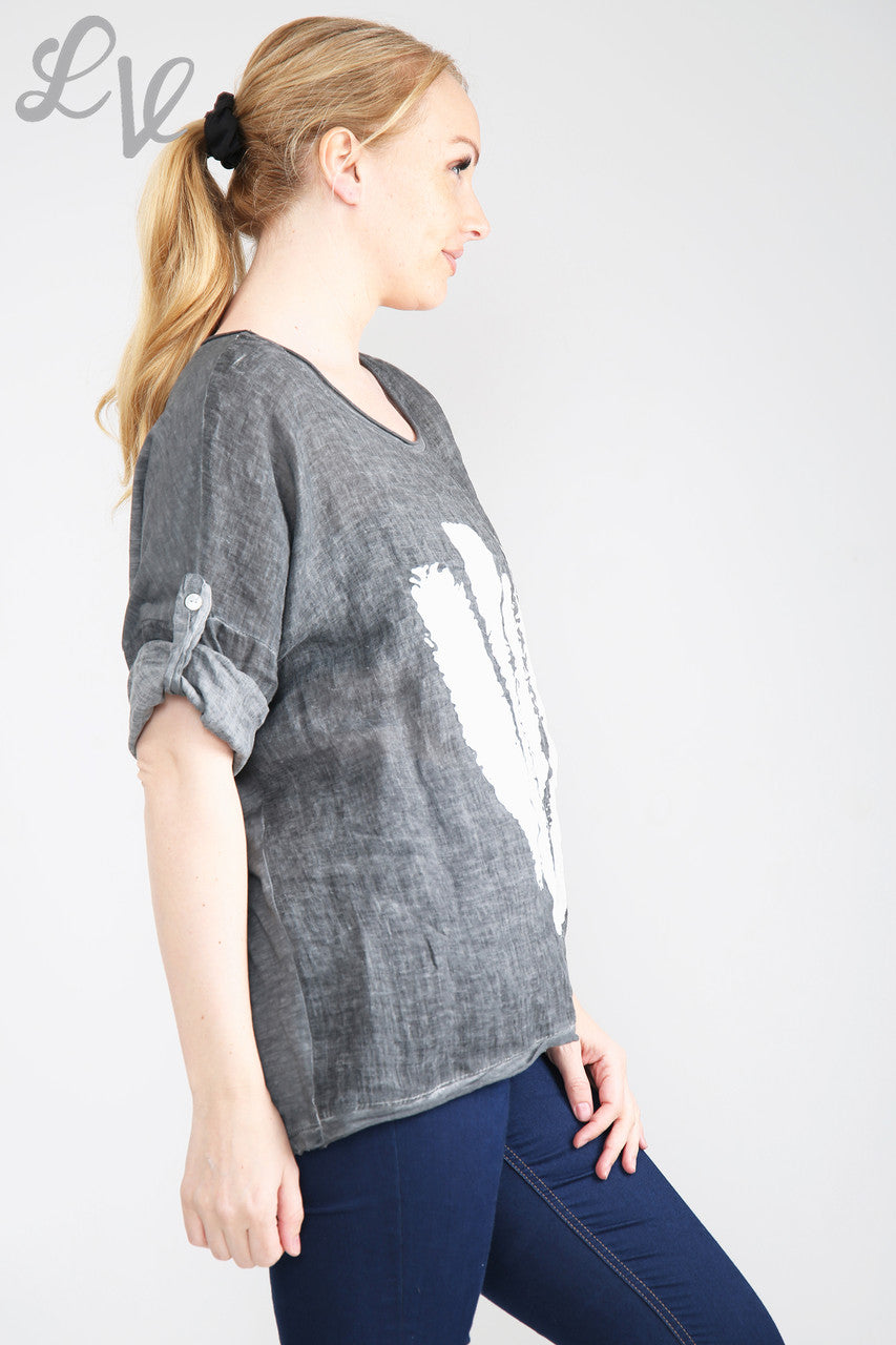 Ladies Paint Stripe Top Charcoal Unit Price £12.99