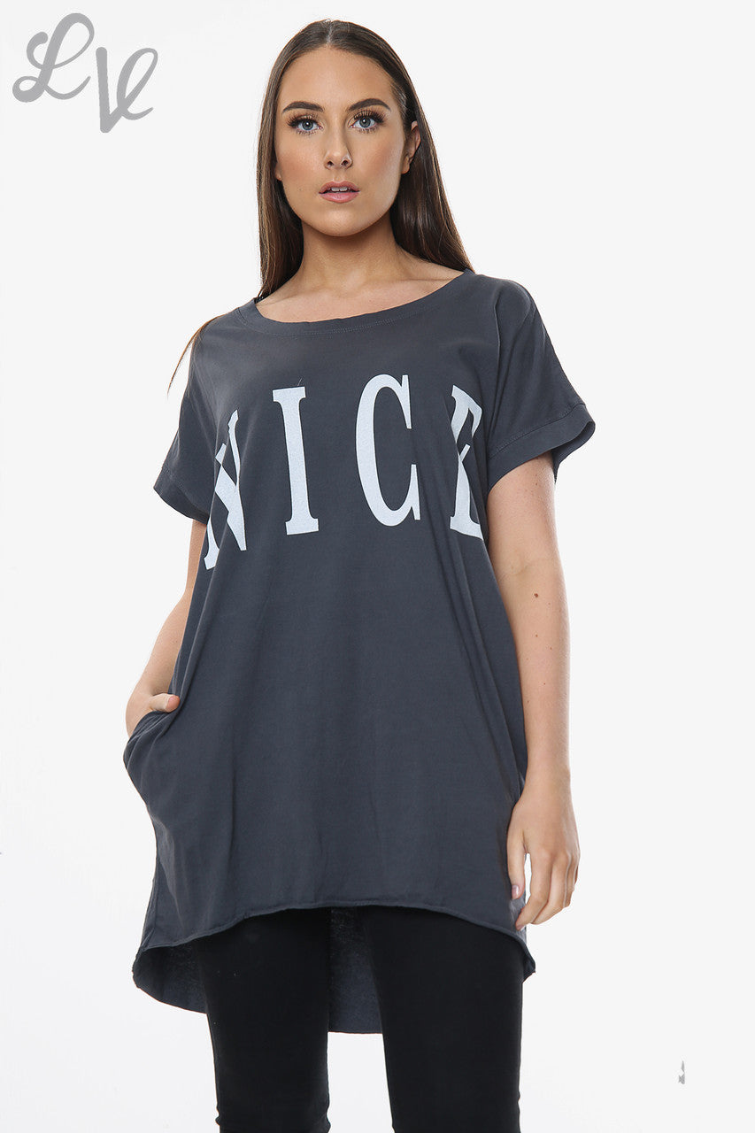 Dames Top met leuke slogan Houtskool per stuk €6,99