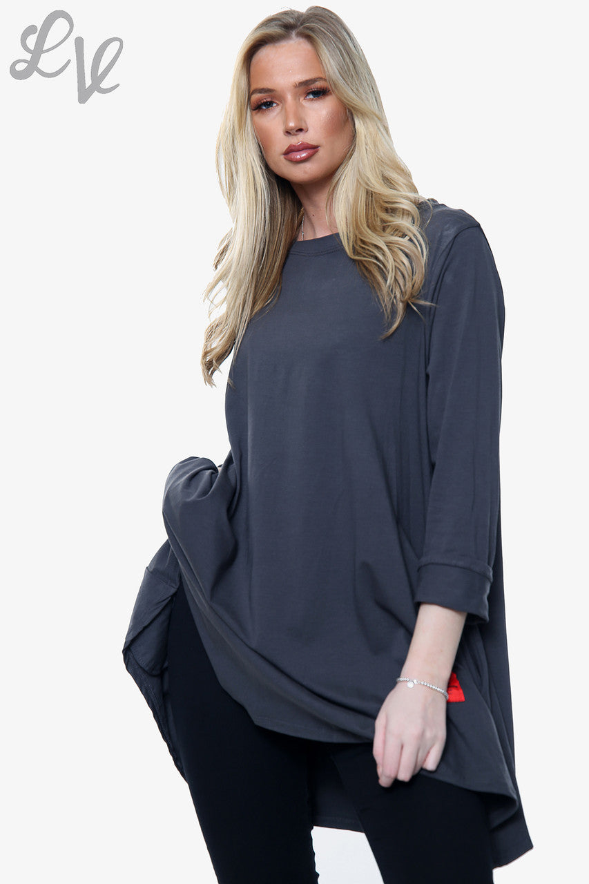 Ladies Plain Swing Top Charcoal Unit Price WAS 8.99 NOW £3.99