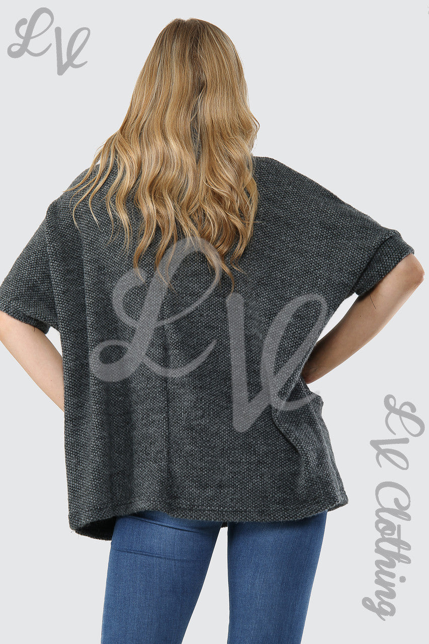 Ladies Cowl Neck Front Pocket Jumper Charcoal Unit Price £14.99
