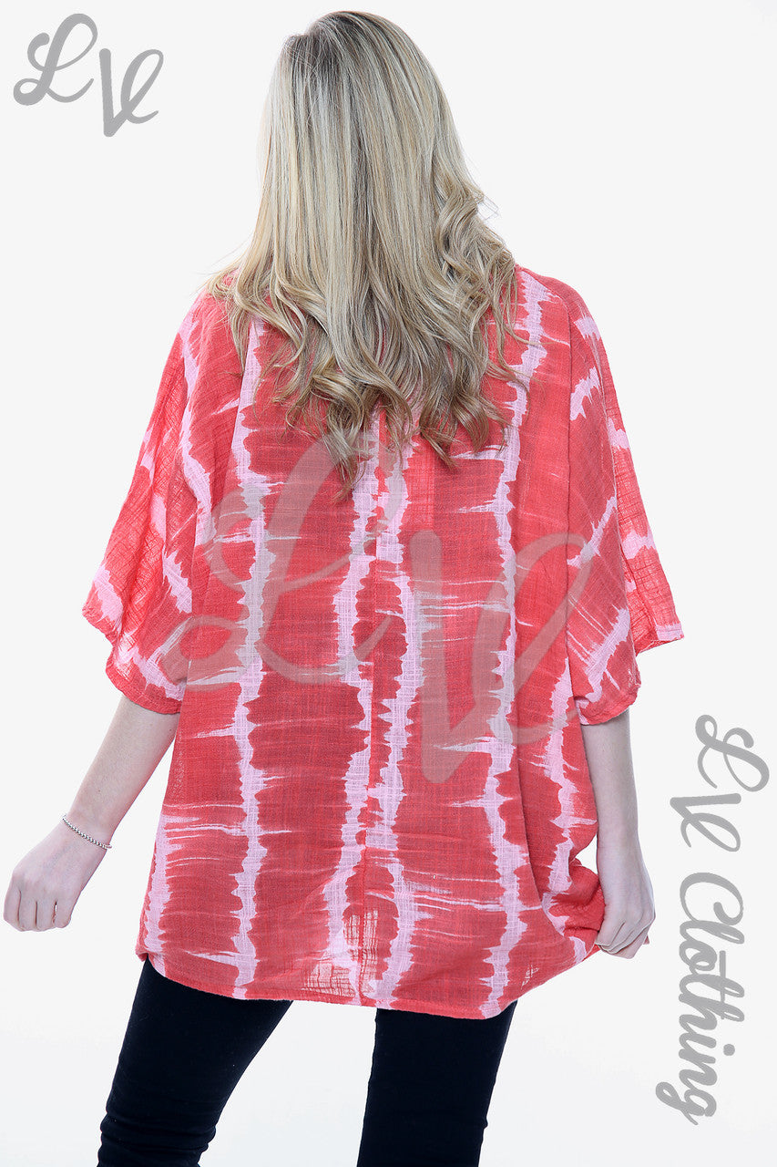 Ladies Tie Dye Print Floaty Top Coral Unit Price £14.99