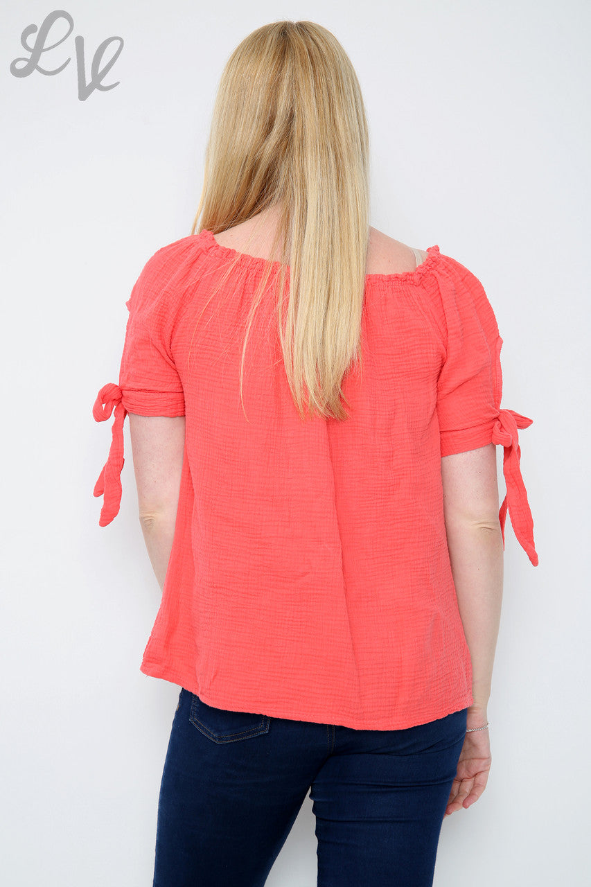Effen Gypsytop voor Dames Koraal