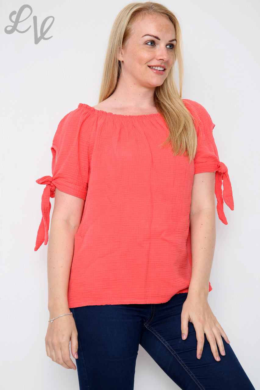 Effen Gypsytop voor Dames Koraal