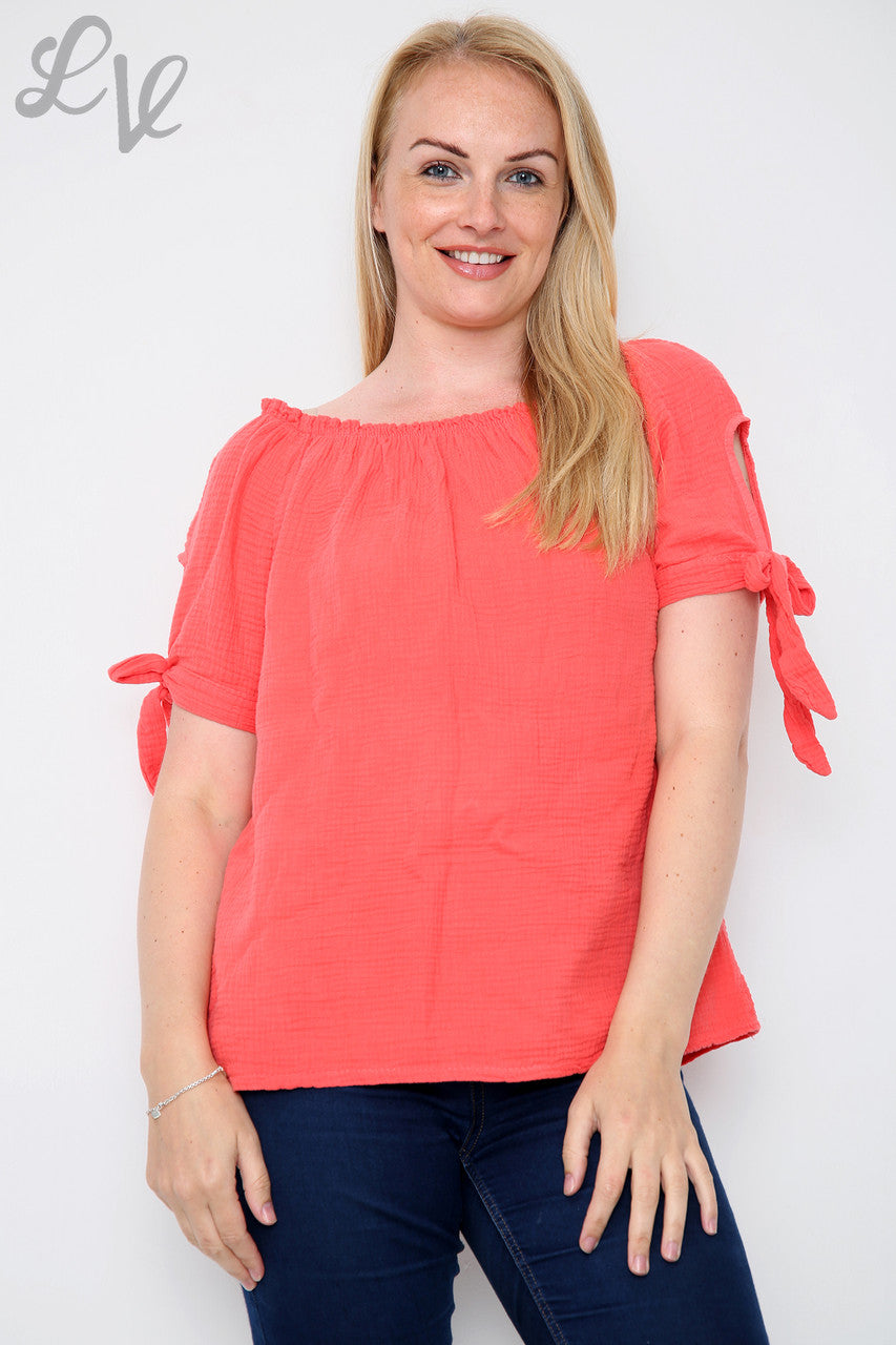Effen Gypsytop voor Dames Koraal