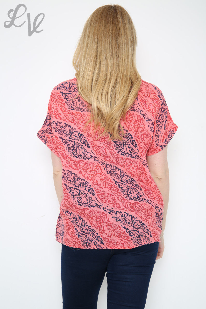 Damesblad Paisley Print Top Koraal Stukprijs € 7,99