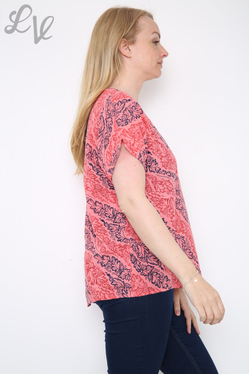 Damesblad Paisley Print Top Koraal Stukprijs € 7,99