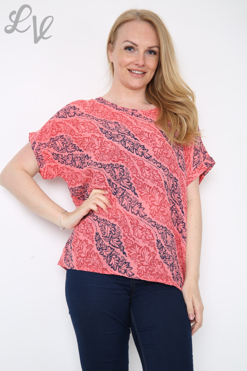 Damesblad Paisley Print Top Koraal Stukprijs € 7,99