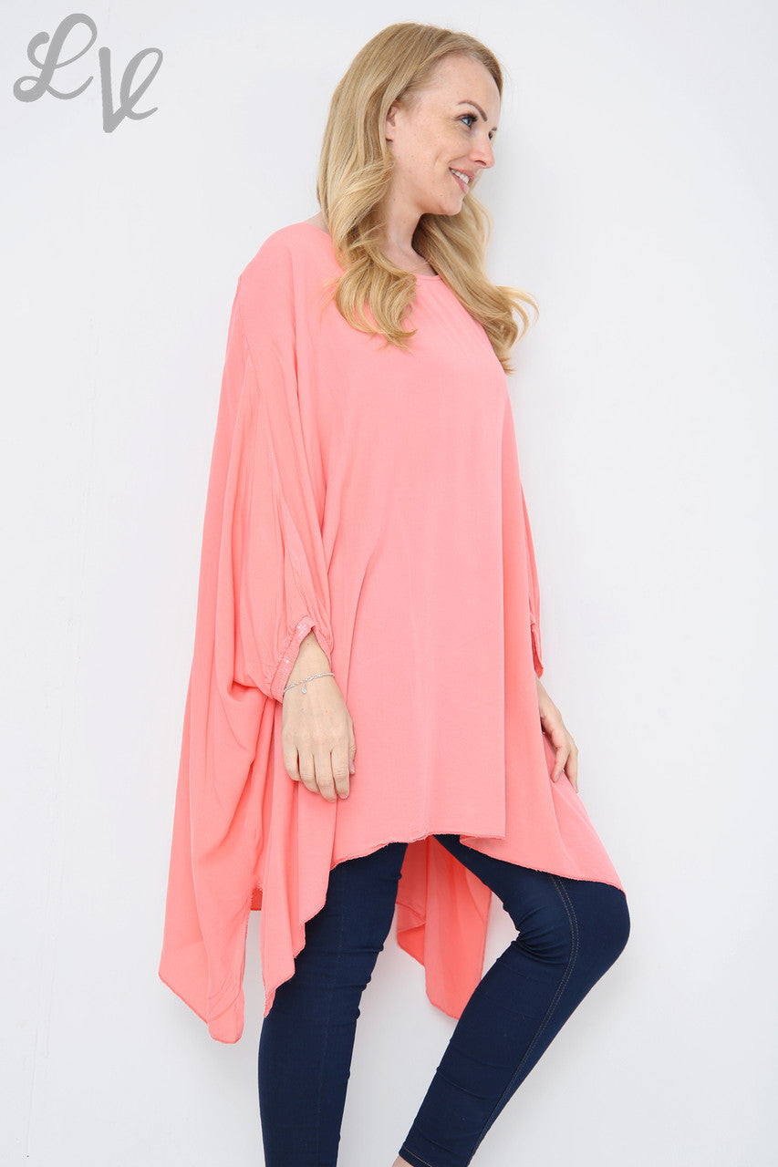 Dames Fluwelen Batwing Top Koraal Stukprijs €8,99