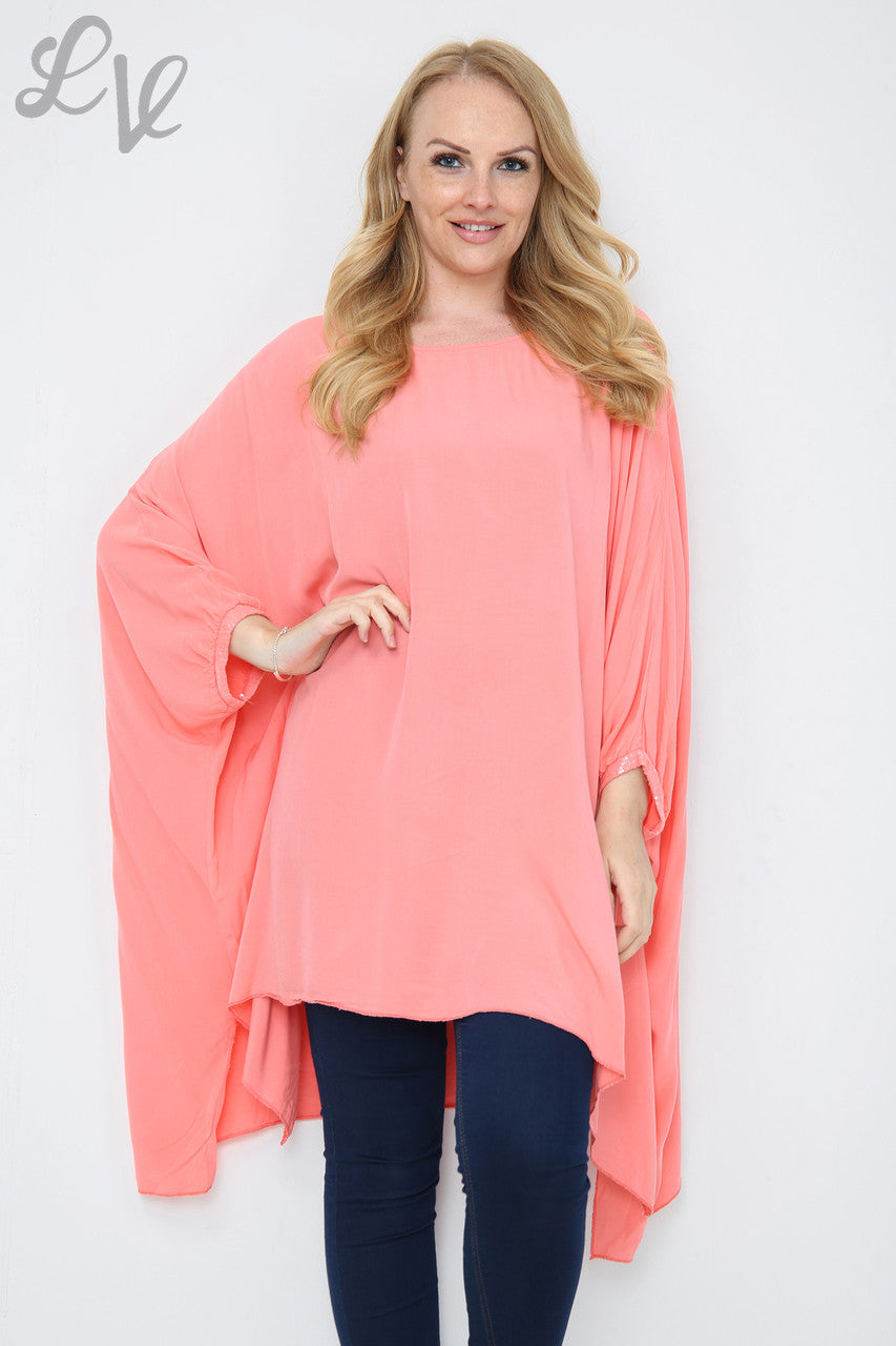 Dames Fluwelen Batwing Top Koraal Stukprijs €8,99