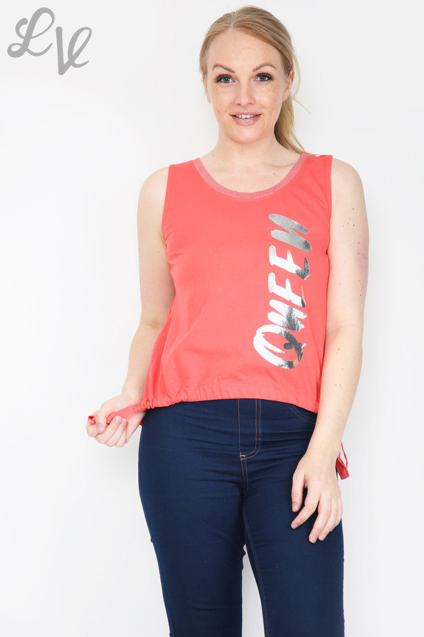 Ladies Queen Lace Back Vest Top Coral Unit Price WAS £9.99 NOW £4.99