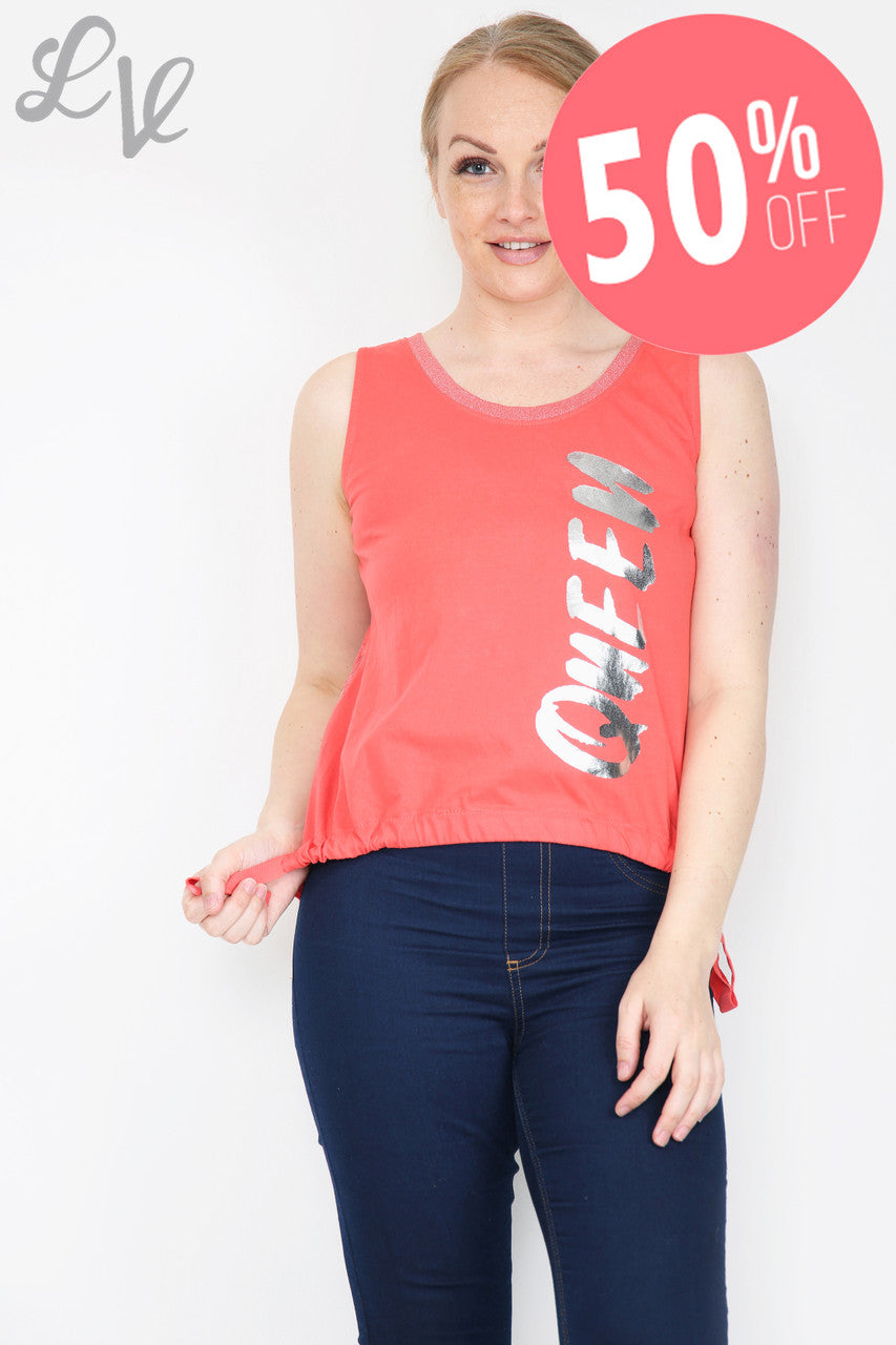 Ladies Queen Lace Back Vest Top Coral Unit Price WAS £9.99 NOW £4.99