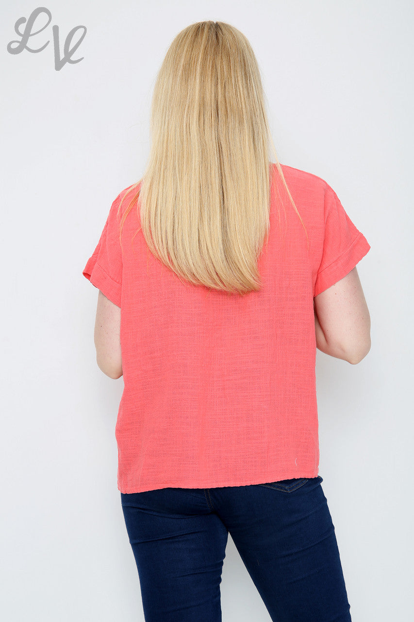 Ladies Sequin Star Shape Top Coral  - Unit Price £7.99