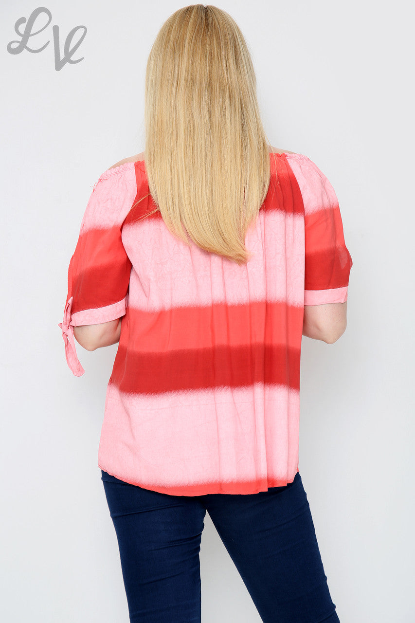 Dames Gypsy Tie-dye Top Koraal - Prijs per stuk € 9,99