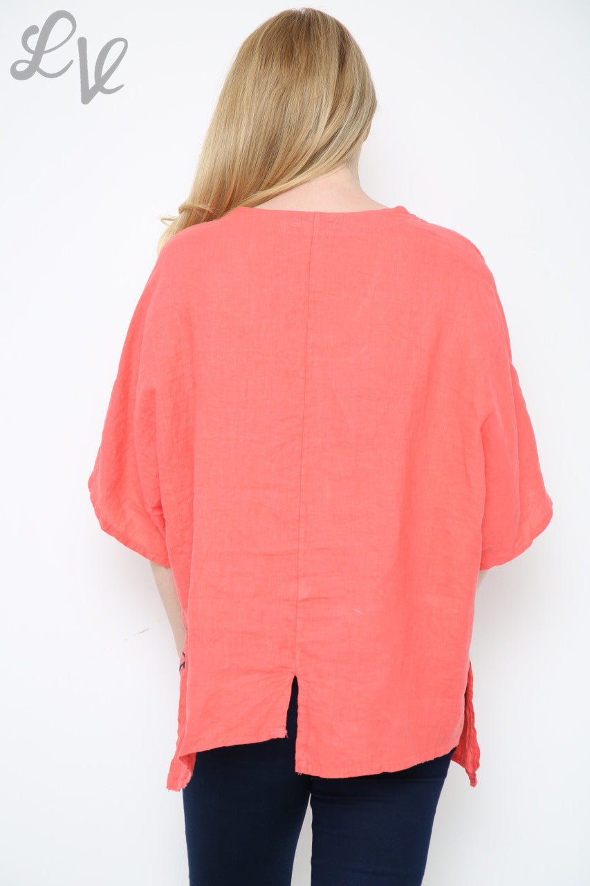 Dames Top Geborduurd Patroon Koraal Stukprijs €13,99