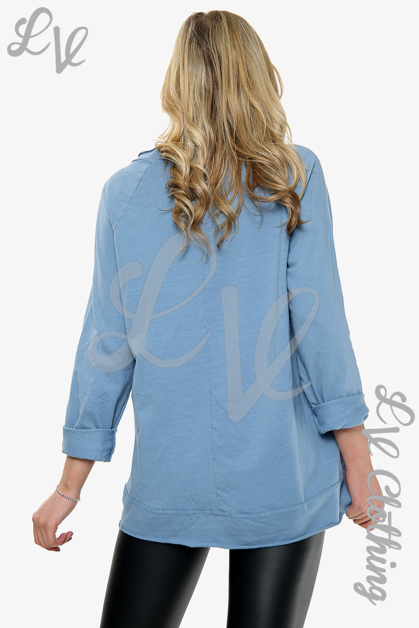 Ladies 'Love yourself' Graphic Top Denim Unit Price WAS £11.99 NOW £5.99