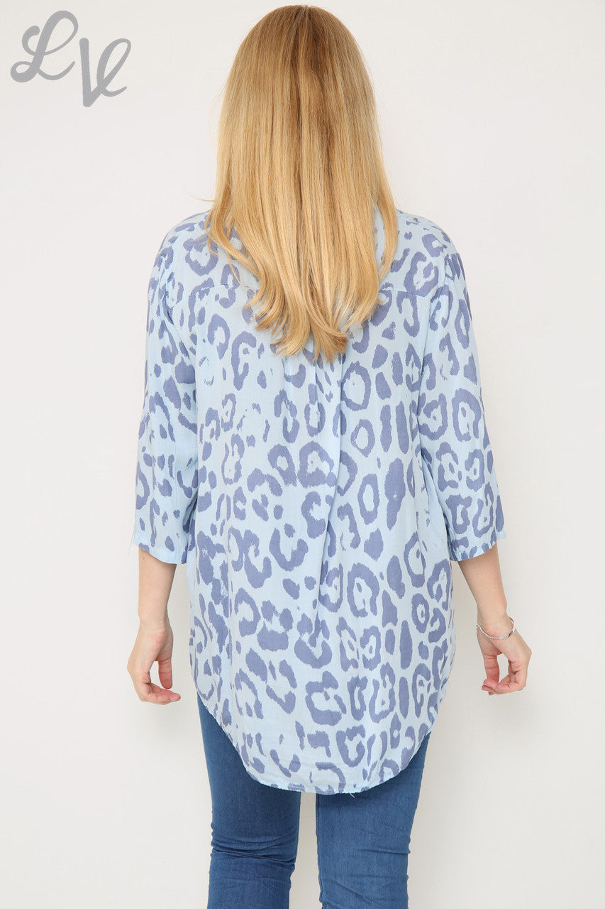 Damesblouse met dierenprint denim eenheidsprijs € 8,99