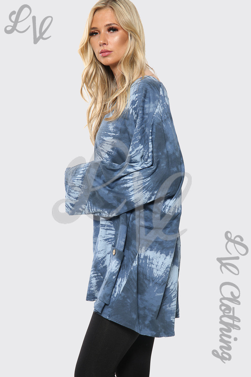 Dames Tie Dye Print Baggy Top Jeans Stukprijs € 11,99