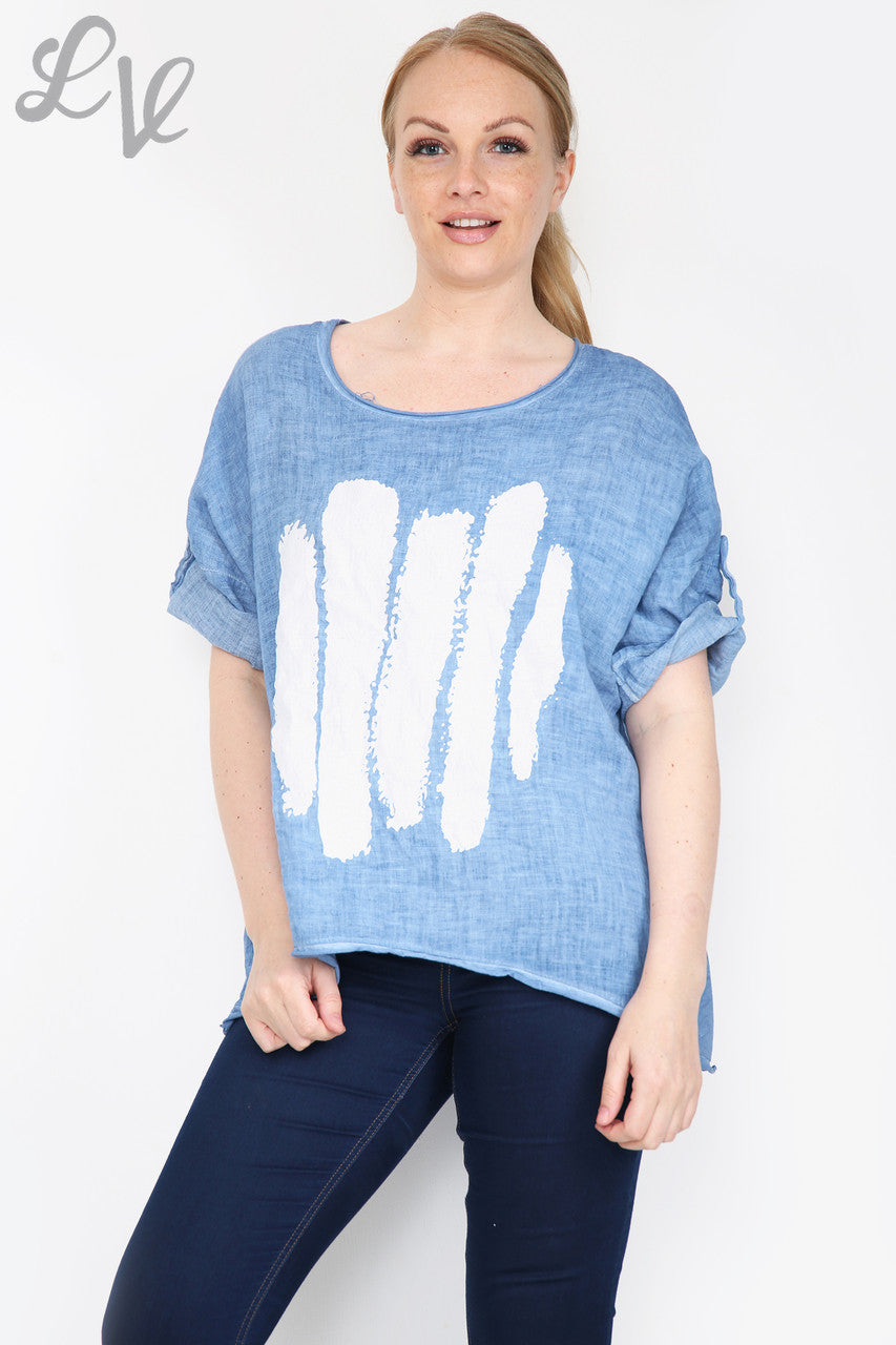 Dames Verfstreep Top Jeansstukprijs € 12,99