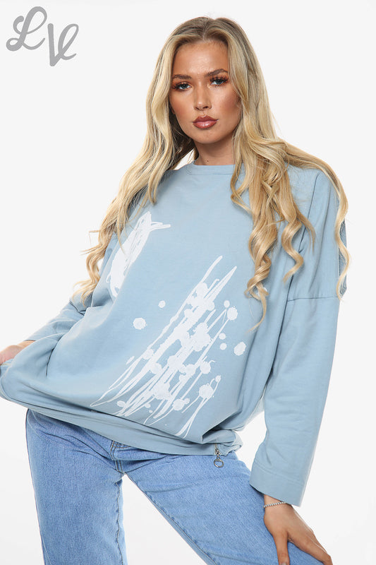 Ladies Graffiti Shapes Sweatshirt Top Denim Unit Price £11.99