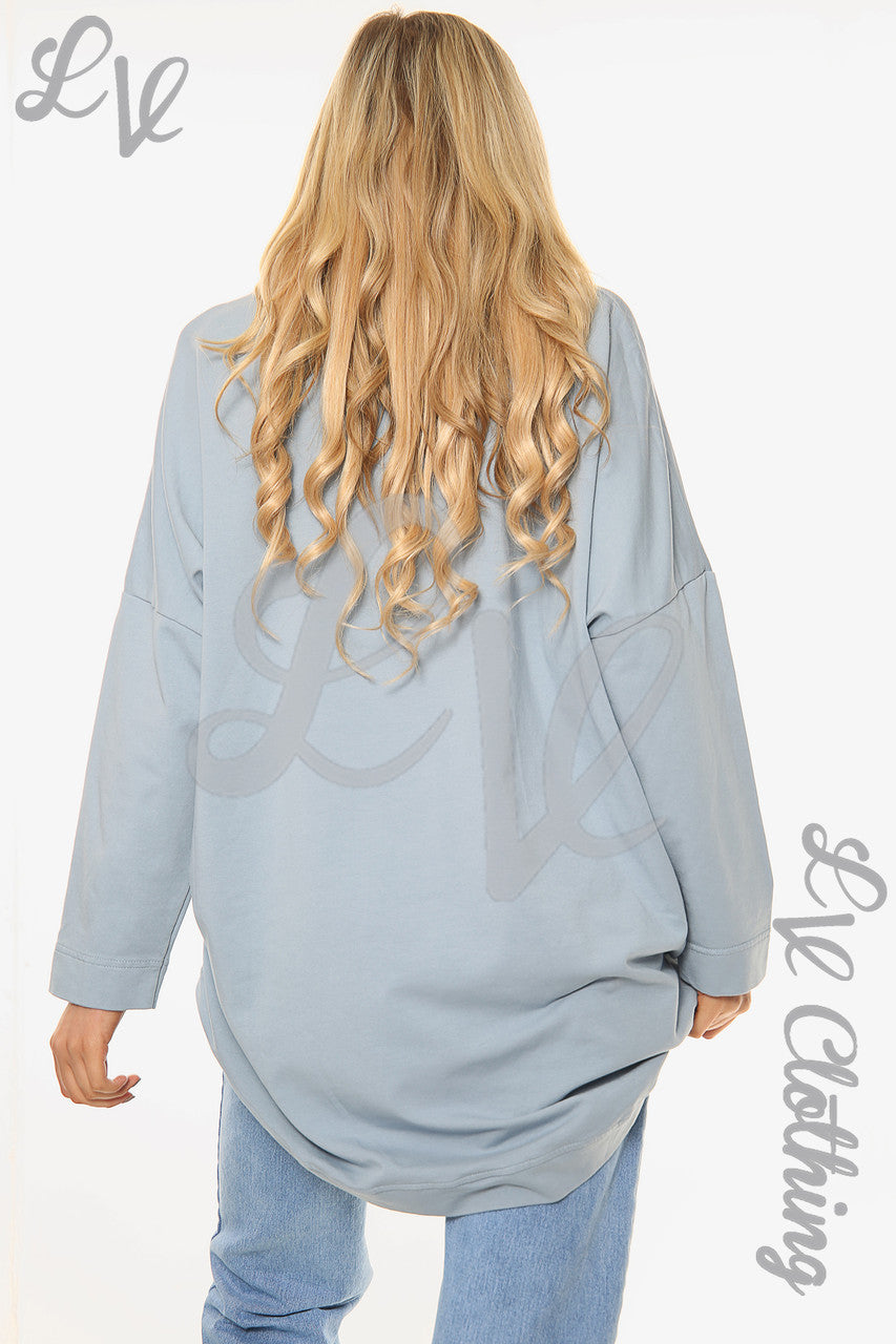 Dames Wees Lief Sweatshirt Top Denim Stuksprijs €13,99