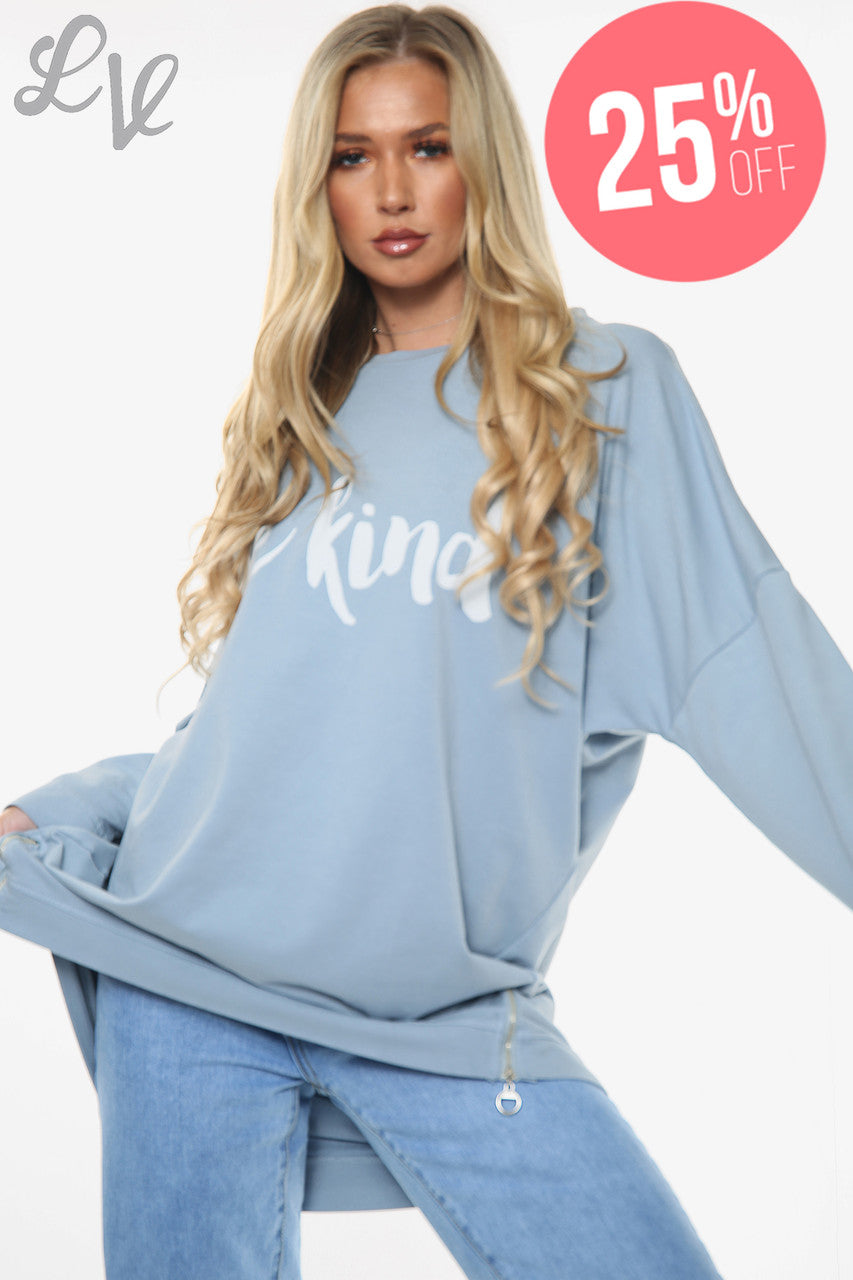 Dames Wees Lief Sweatshirt Top Denim Stuksprijs €13,99