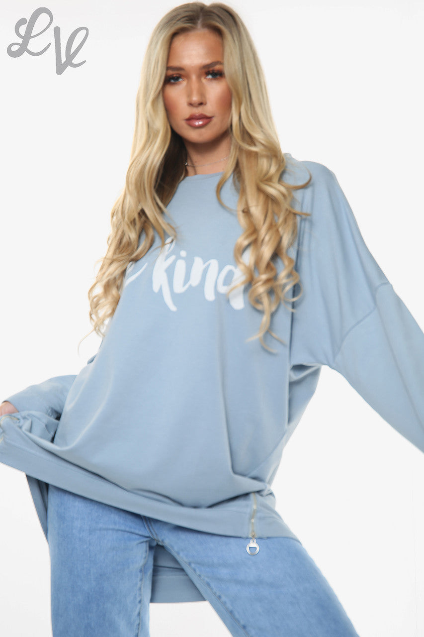 Dames Wees Lief Sweatshirt Top Denim Stuksprijs €13,99