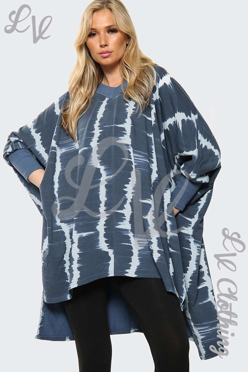 Dames Tie-dye Print Italiaanse Oversized Top Denim Stuksprijs €15,99