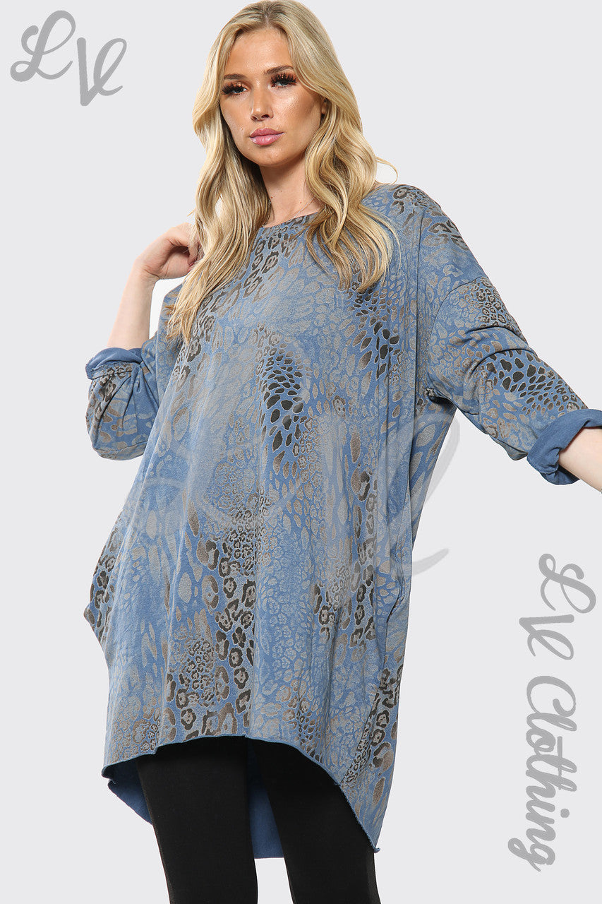 Ladies Leopard Print Italian Oversize Batwing Top Denim Unit Price £16.99