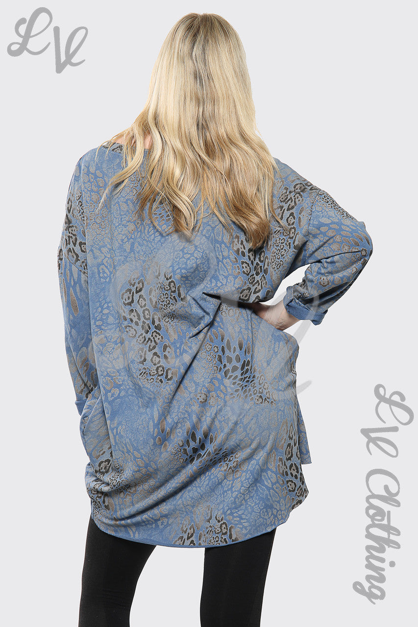 Ladies Leopard Print Italian Oversize Batwing Top Denim Unit Price £16.99