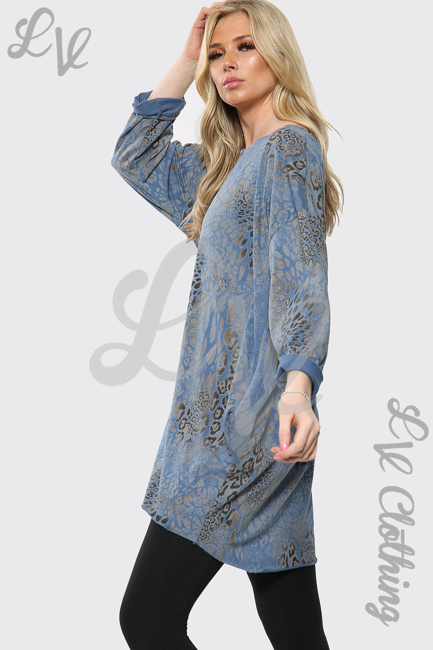 Ladies Leopard Print Italian Oversize Batwing Top Denim Unit Price £16.99
