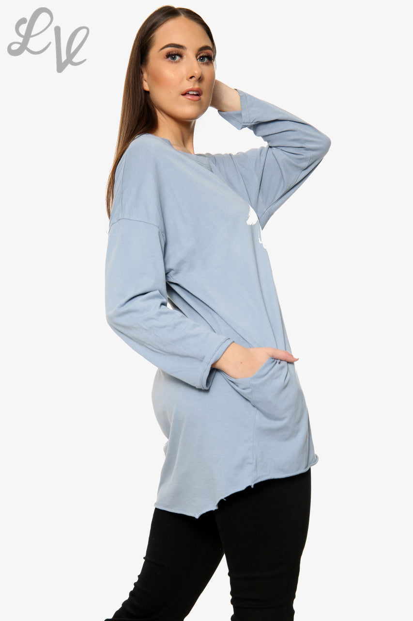 Ladies Squiggle Love Heart Top Denim Unit Price £10.99