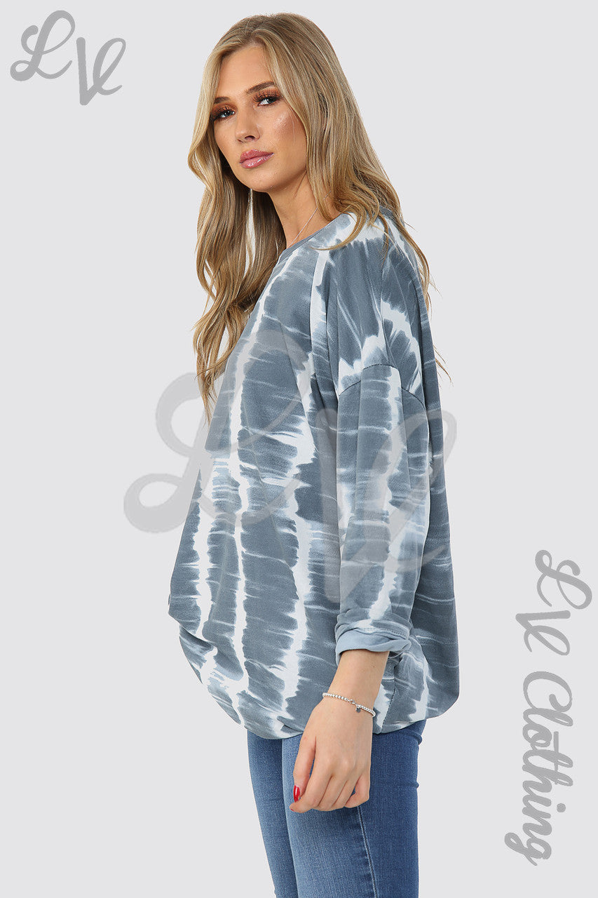 Ladies Tie Dye Print Sweatshirt Top Denim - Unit Price £14.99