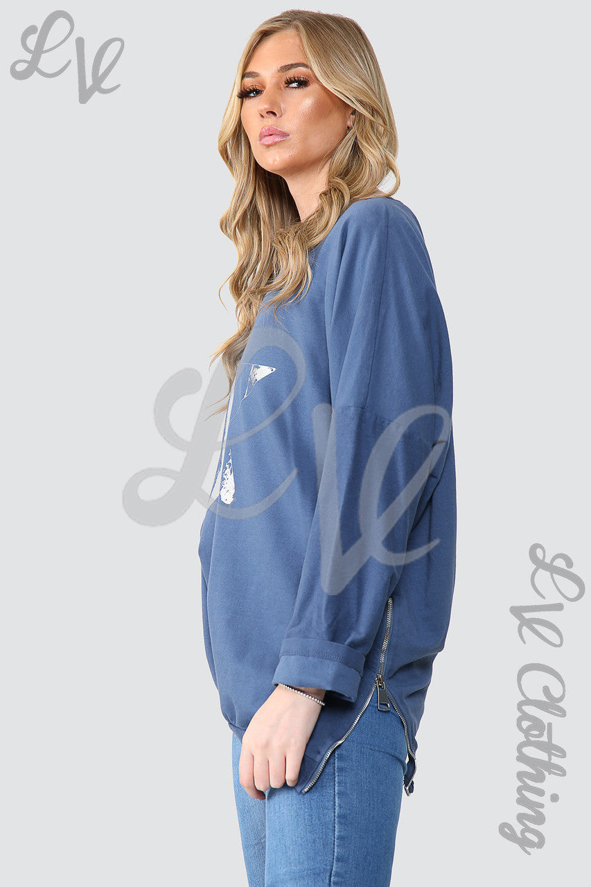 Dames Folie Ster Graphic Sweatshirt Tuniek Top Jeans - Stukprijs £15,99