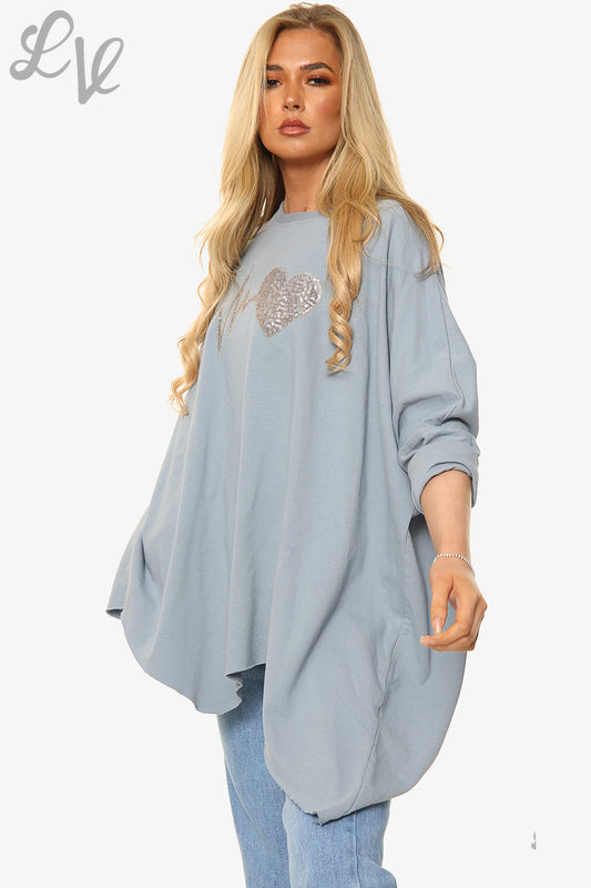 Ladies Heartbeat Graphic Sweatshirt Top Denim Unit Price £13.99 NOW £10.49