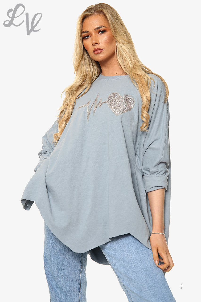 Ladies Heartbeat Graphic Sweatshirt Top Denim Unit Price £13.99 NOW £10.49