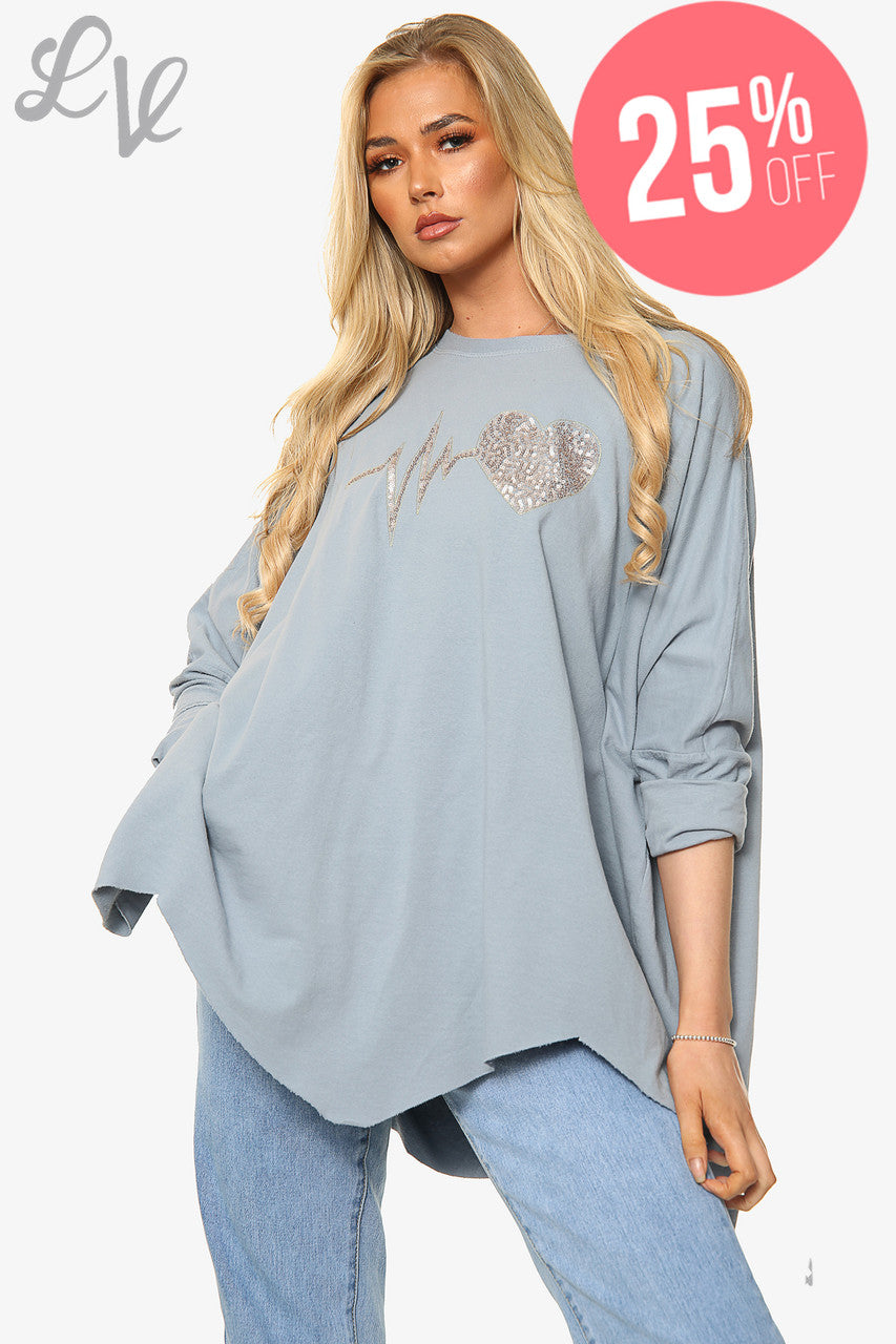 Ladies Heartbeat Graphic Sweatshirt Top Denim Unit Price £13.99 NOW £10.49