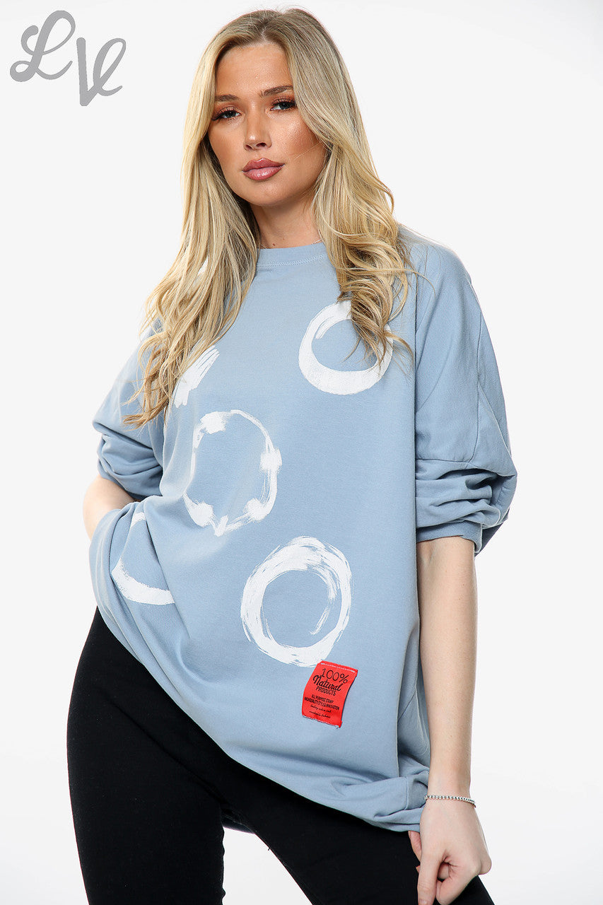 Ladies Paintbrush Shapes Print Sweatshirt Top Denim Unit Price £13.99