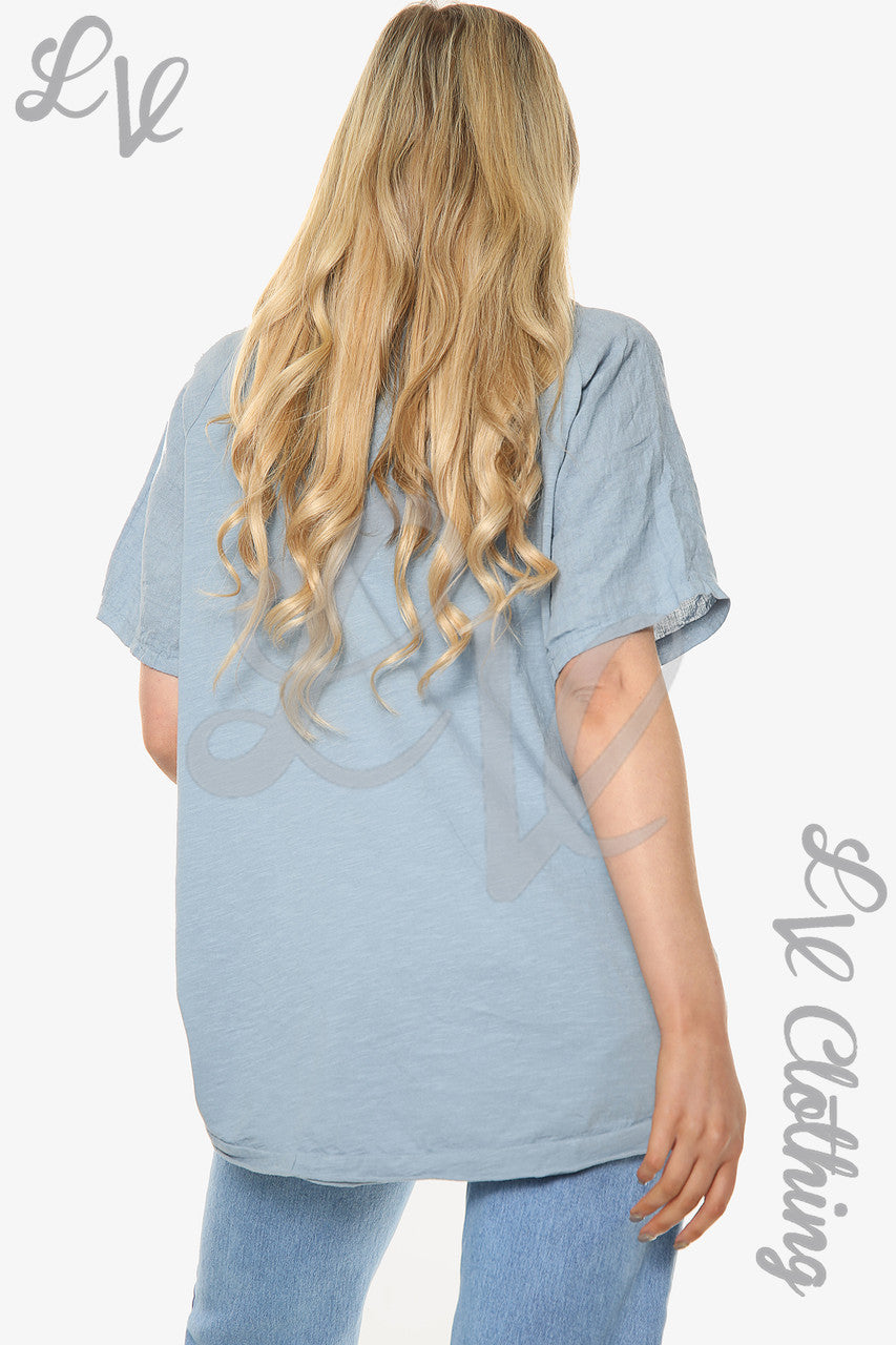 Ladies Linen Flower Applique Top Denim Unit Price £12.99