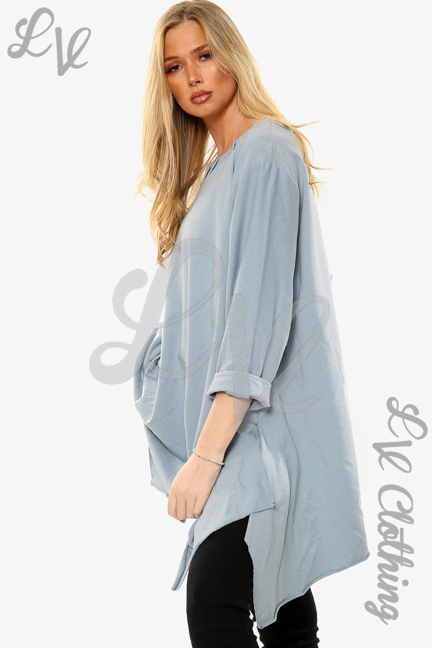 Dames sweatshirt met gedrapeerde zoom & ritssluiting, spijkerstof Eenheidsprijs WAS €11,99 NU €5,99