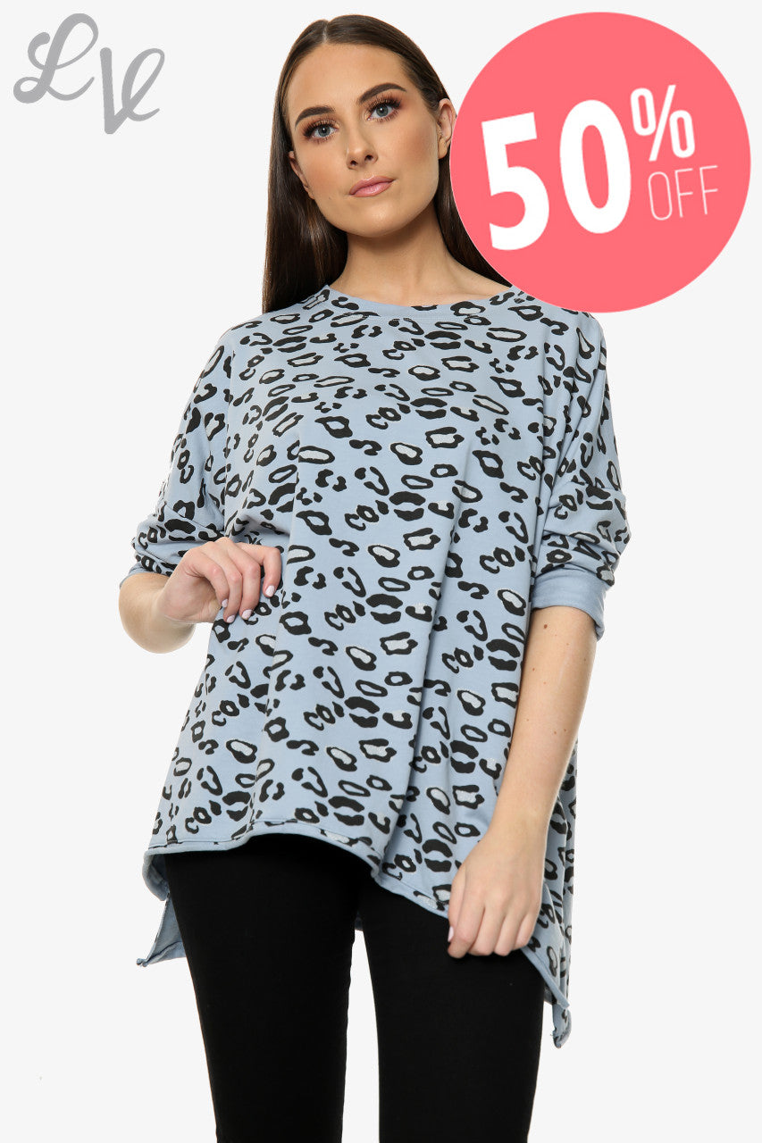 Dames Sweatshirt met Panterprint en Afhangende Zoom Denim Per stuk WAS £10,99 NU £5,49