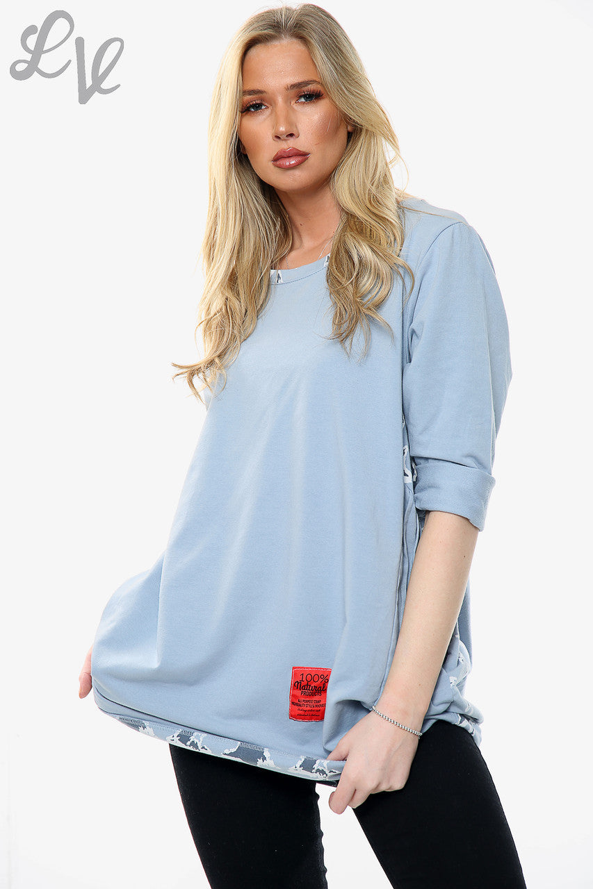 Ladies Star Print Neck & Hemline Top Denim Unit Price WAS £11.99 NOW £5.99