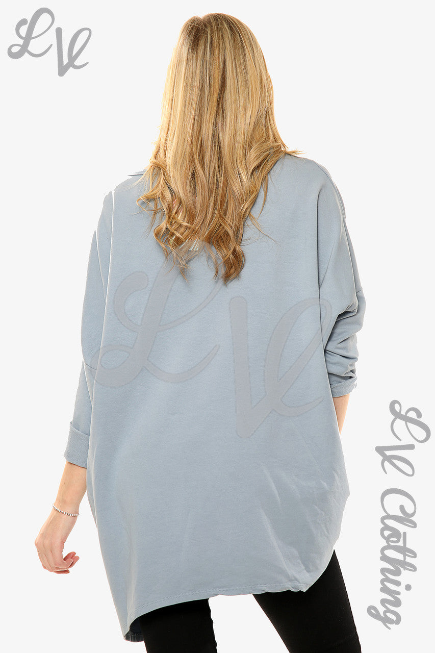 Dames Applicatie Ruches Folie Hart Sweatshirt Top Denim Prijs per stuk €15,99