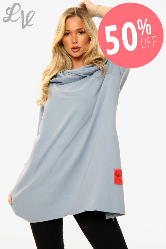 Ladies Draped Shoulder Sweatshirt Top Denim Unit Price WAS £13.99 NOW £6.99