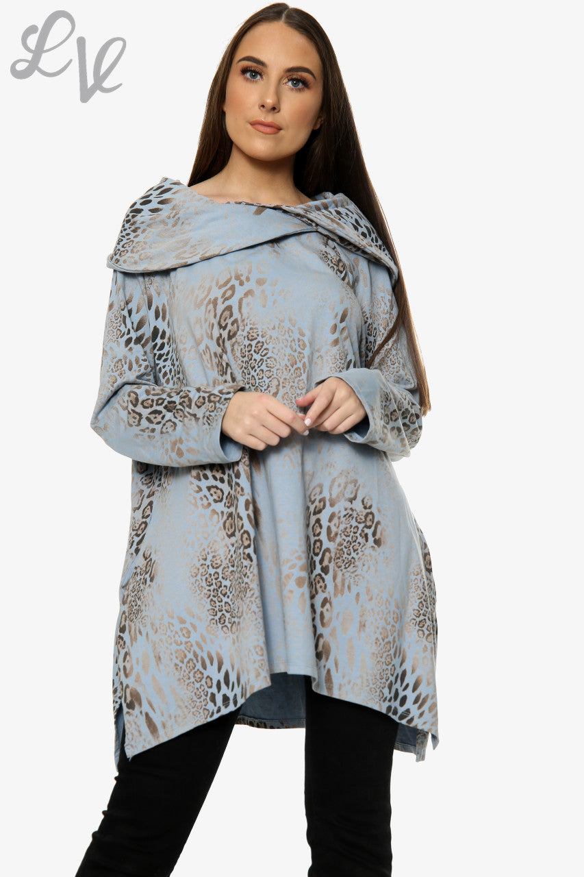 Ladies Animal Print Draped Shoulder Sweatshirt Denim Unit Price £13.99