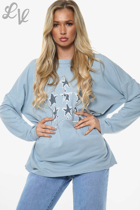 Ladies Stars In Star Top Denim Unit Price WAS £13.99 NOW £10.49