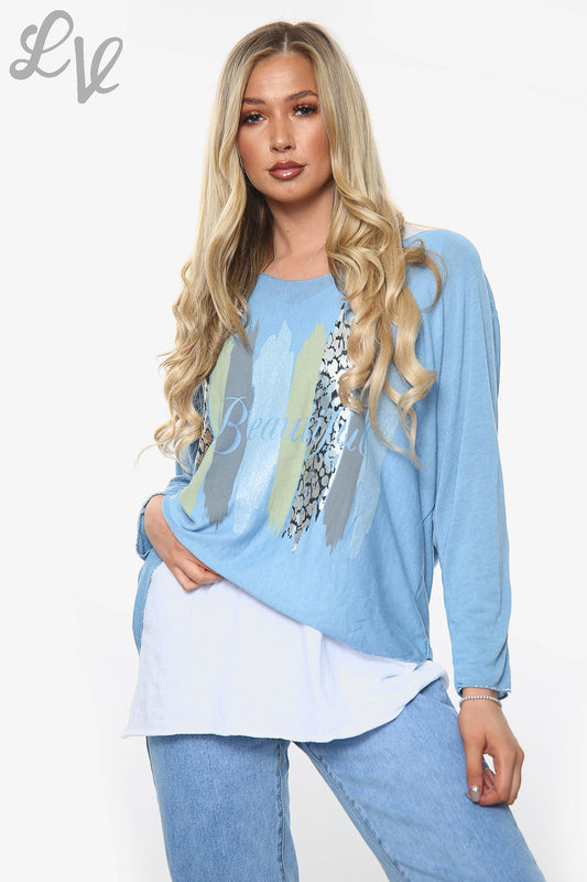 Ladies Beautiful Slogan 2 Layer Top Denim Unit Price £10.99