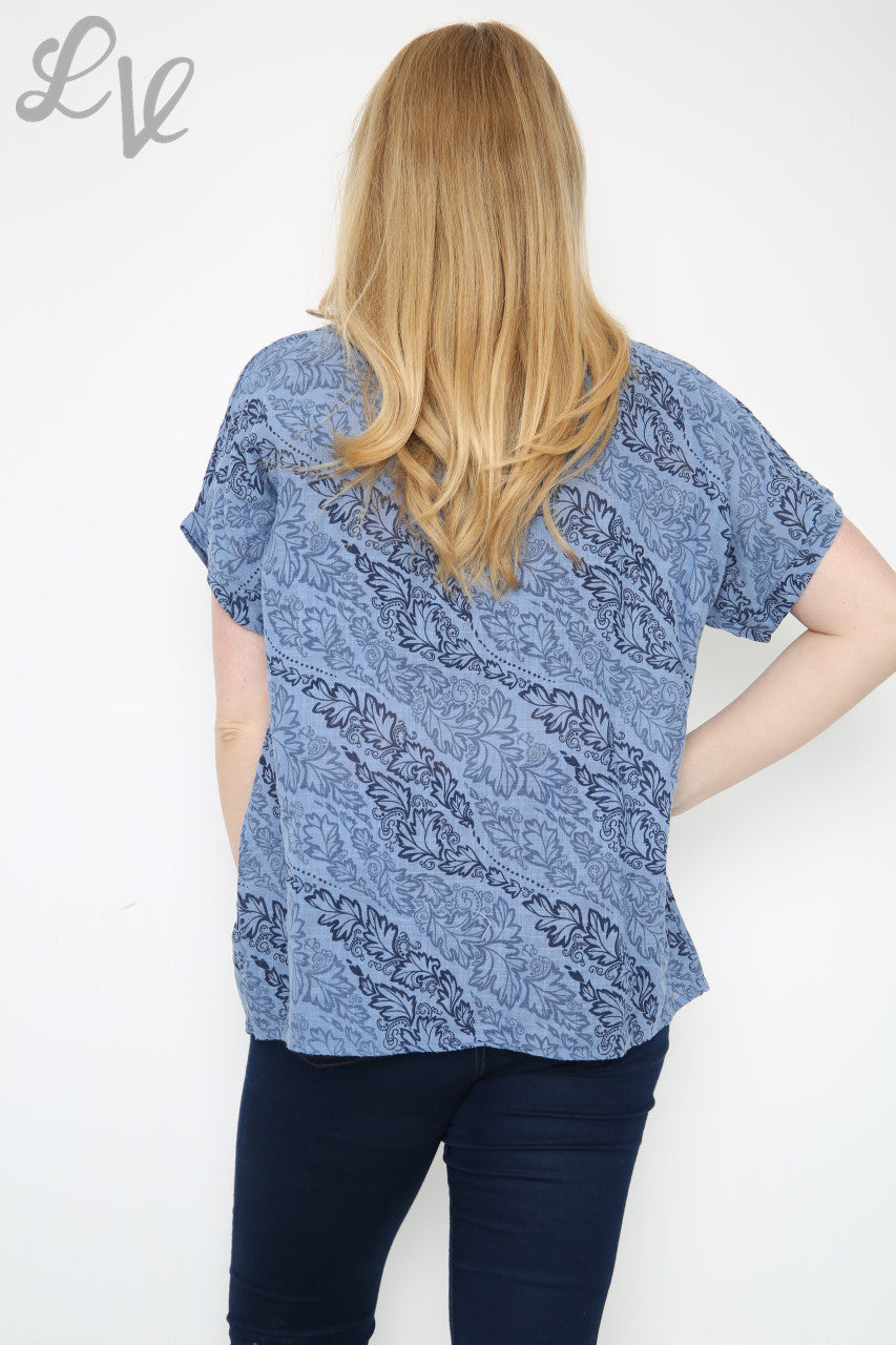 Ladies Leaf Paisley Print Top Denim Unit Price £7.99