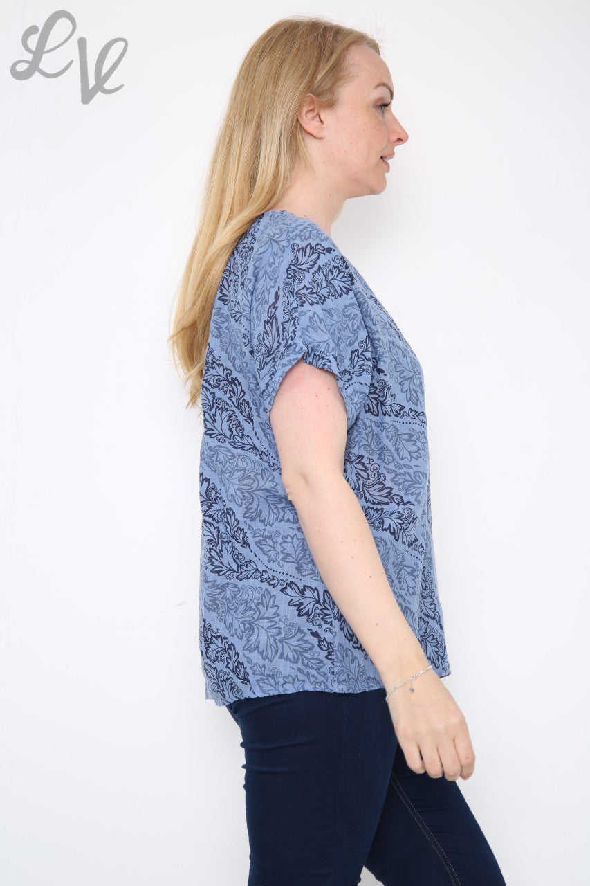 Ladies Leaf Paisley Print Top Denim Unit Price £7.99
