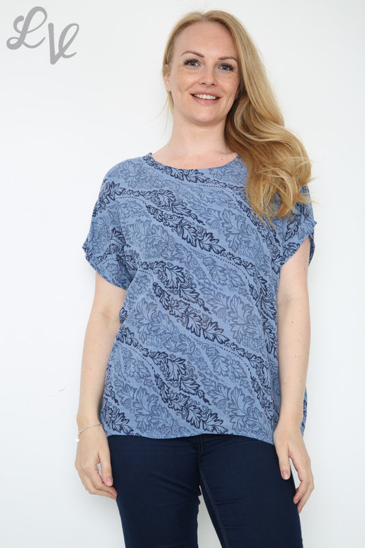 Ladies Leaf Paisley Print Top Denim Unit Price £7.99